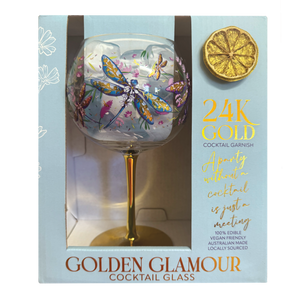 Golden Glamour Glass - Lavender Dragonflies