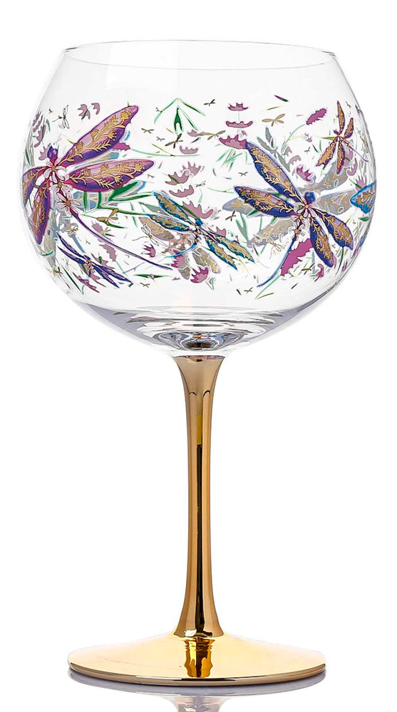 Golden Glamour Glass - Lavender Dragonflies